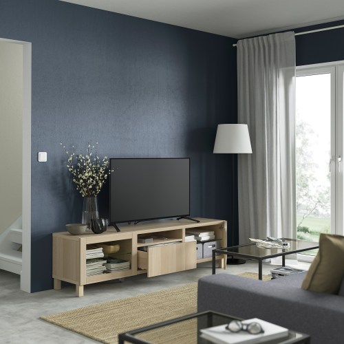 White stained 2024 oak tv unit